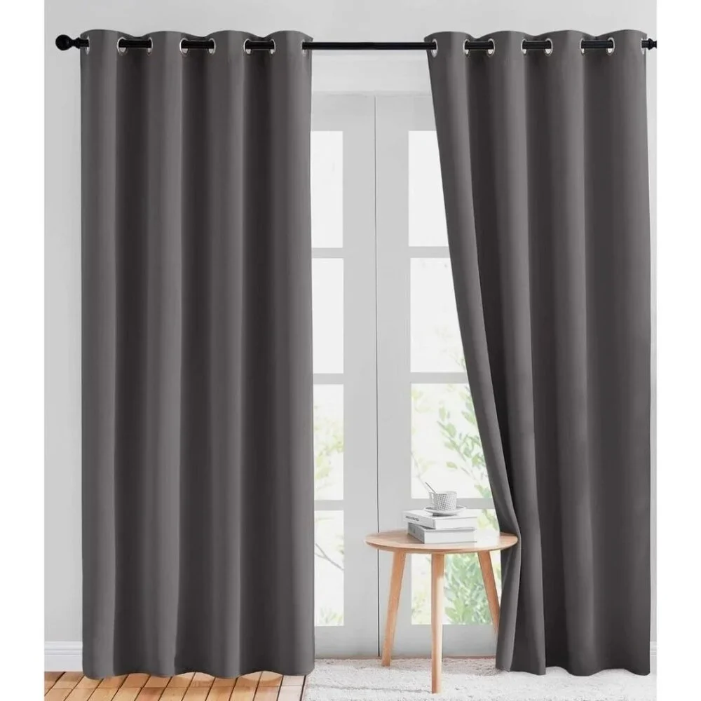 NICETOWN Thermal Insulated Blackout Window Curtain- (Grey Color) W42 X L63